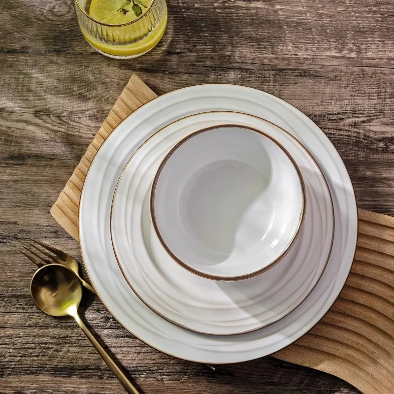 18pcs Elegant Ceramic Dinnerware Sets Stoneware Plates and Bowls Sets