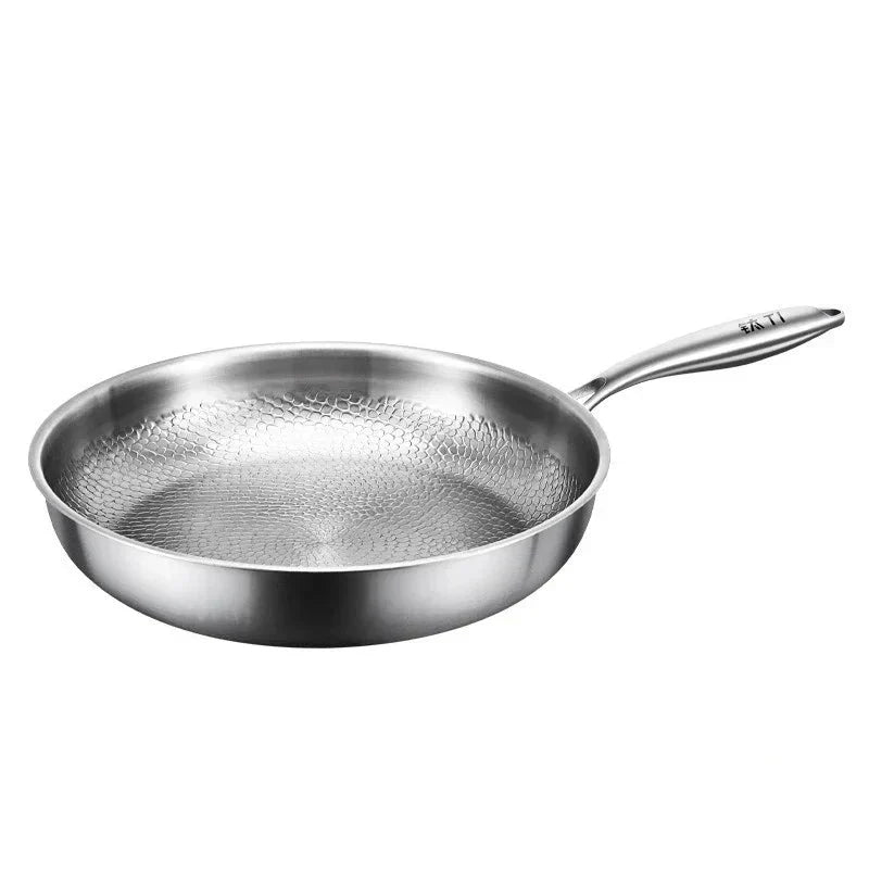 Titanium Steel Frying Pan Uncoated Non Stick Hammer Pattern Pan
