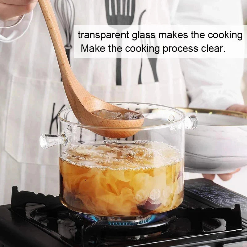 Transparent Glass Soup Pot Household Kitchen Cooking Saucepan Cookware