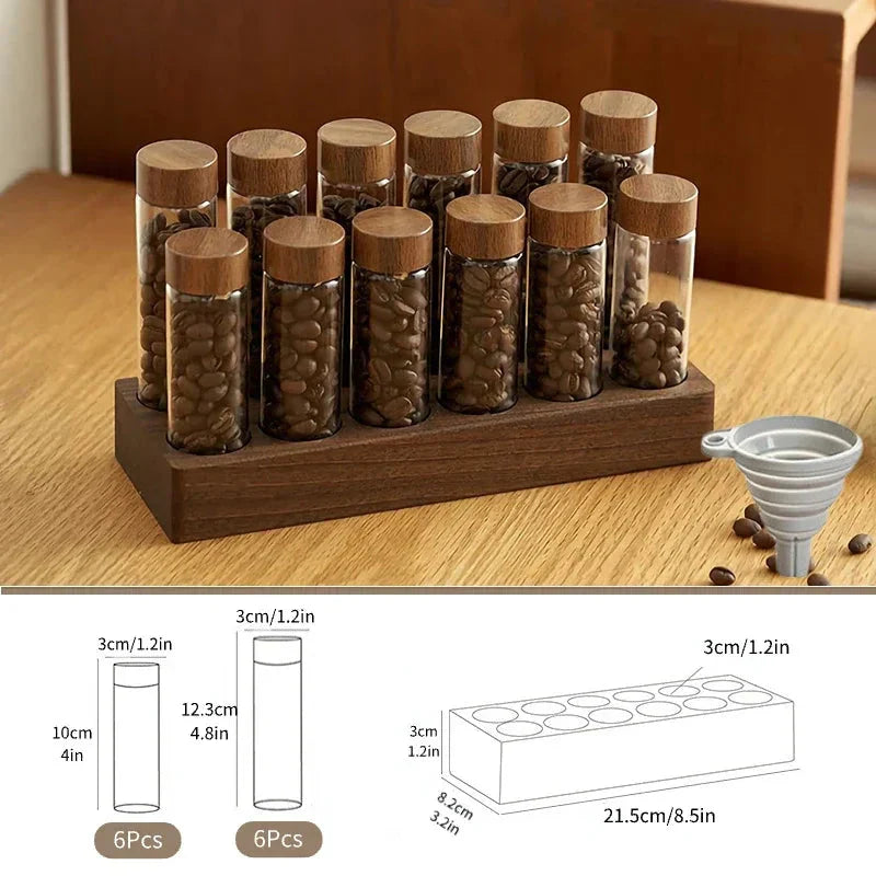 Walnut Solid Wood Base Single Dose Coffee Bean Storage Wooden Holder