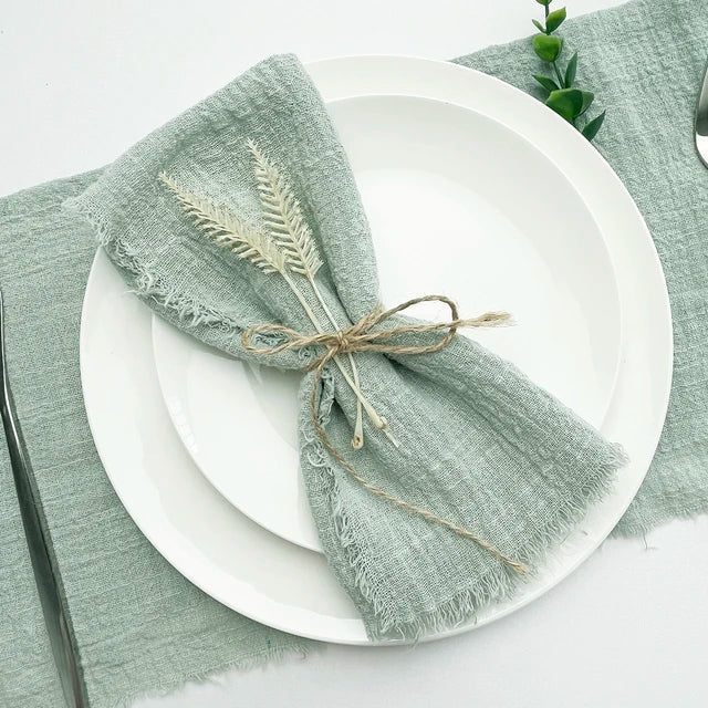 10pcs Napkin Reusable Tea Towel Table Décor Retro Burrs napkin