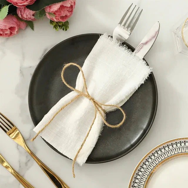 10pcs Napkin Reusable Tea Towel Table Décor Retro Burrs napkin