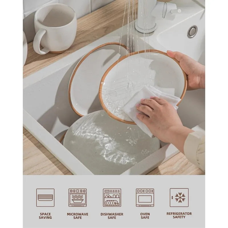 12pcs Ceramic Dinner Plates and Bowls Set for 4 Kitchen Tableware