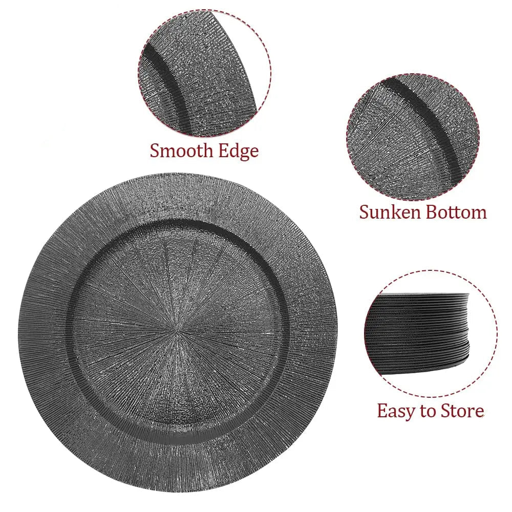 13" Decorative Round Table Charger Plates in Color Black 50pcs