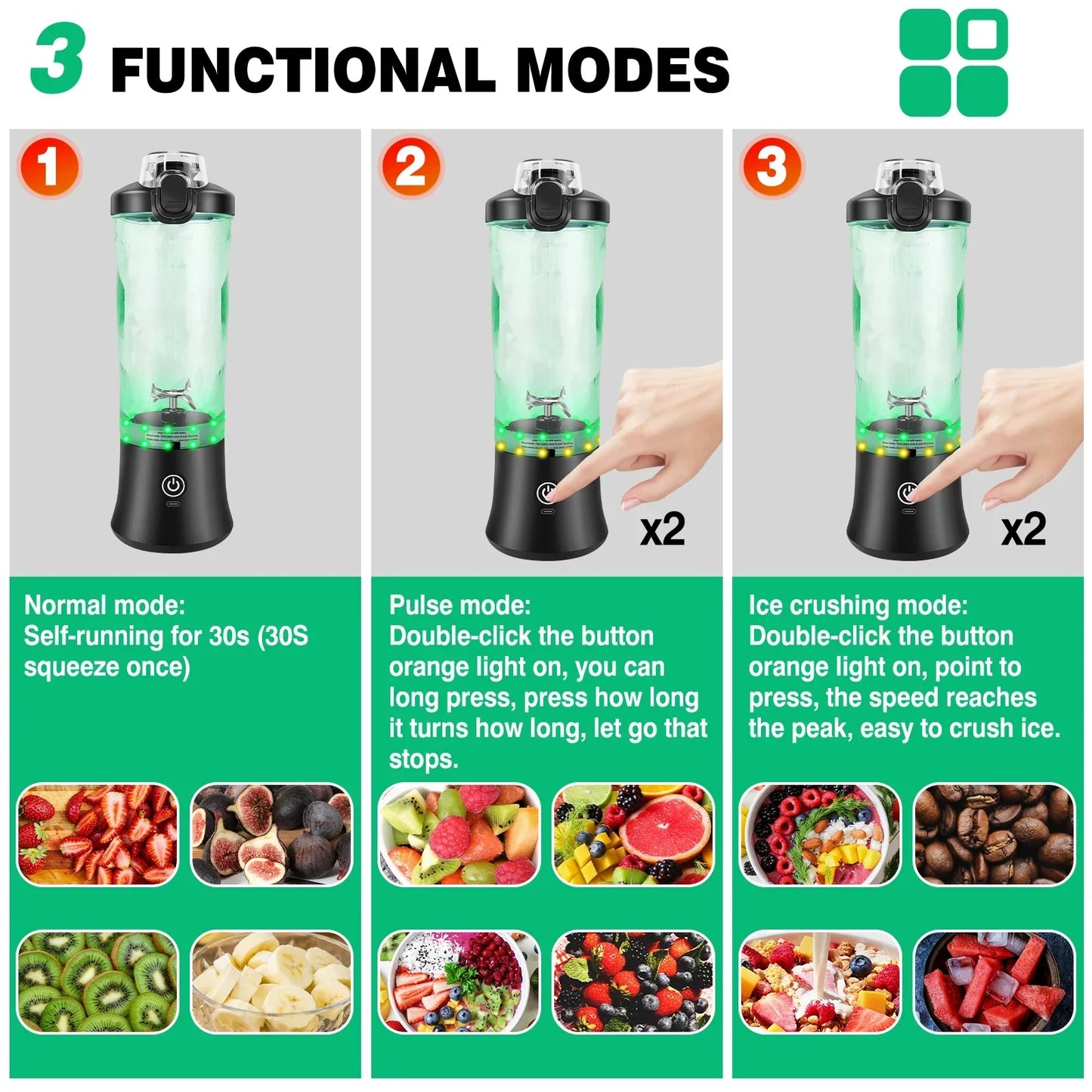 2 in 1 Portable Blender Electric Juicer and Smoothie Mixer Mini Blender
