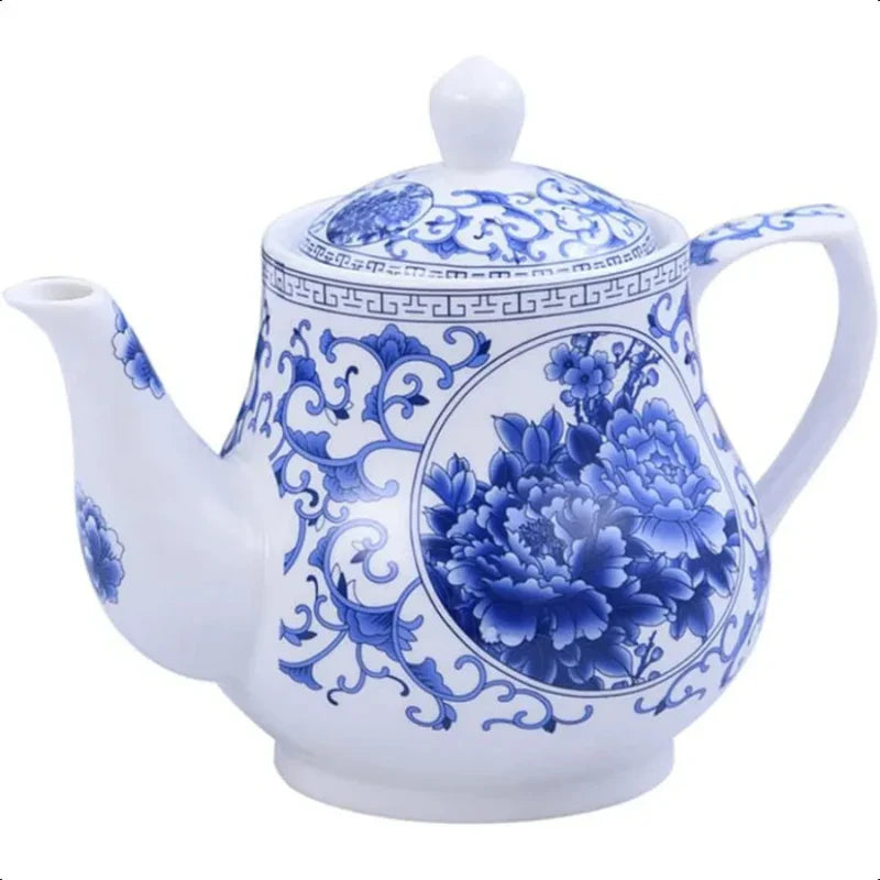 26oz Decorative Ceramic Teapot Blue and White Home or Office Teapot