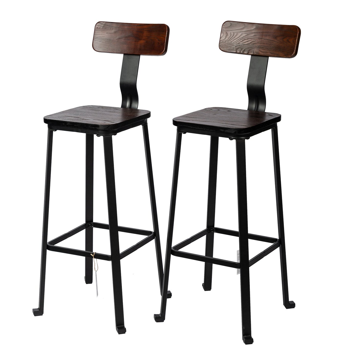 2Pcs Counter Height Bar Stools Vintage 360 Degree Swivel Barstool