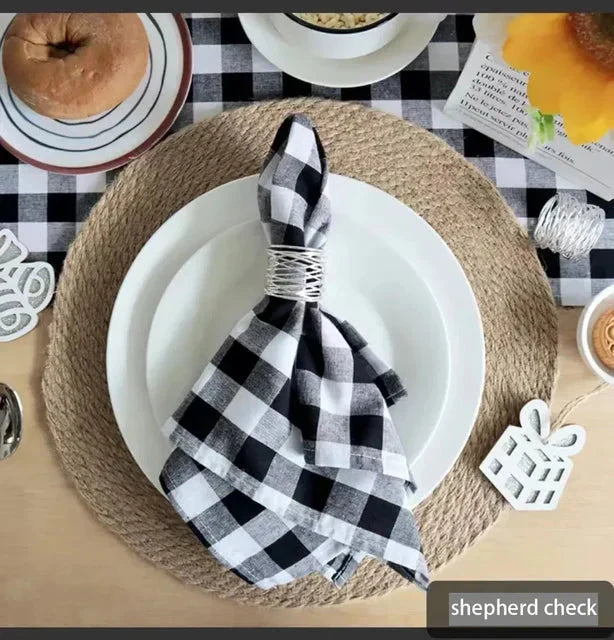2PCS Plaid Cloth Napkin Square Napkin Western Napkin Nordic Style