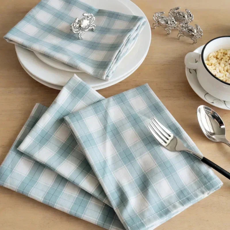 2PCS Plaid Cloth Napkin Square Napkin Western Napkin Nordic Style
