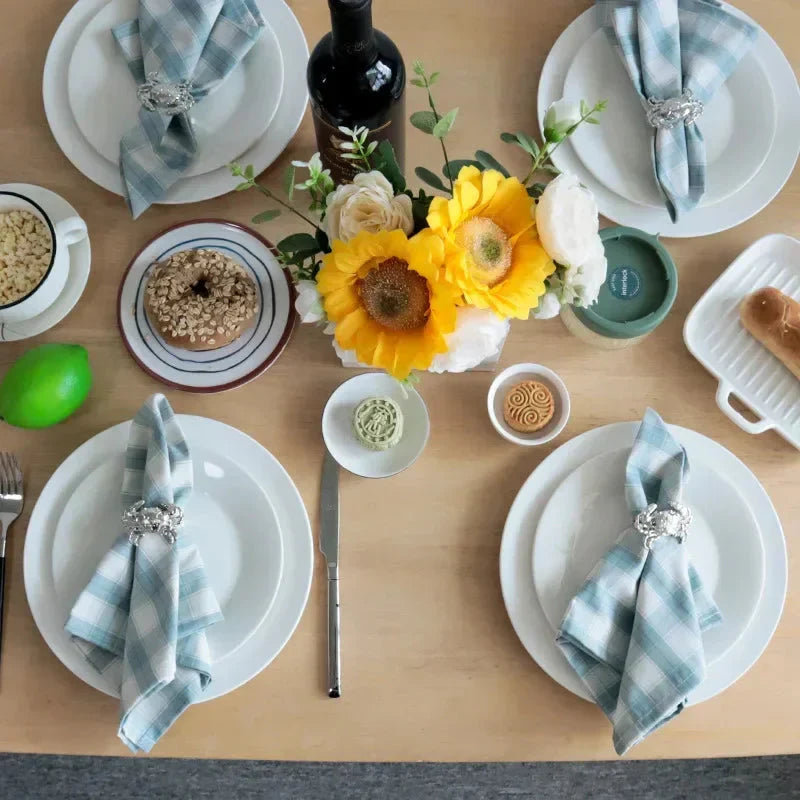 2PCS Plaid Cloth Napkin Square Napkin Western Napkin Nordic Style