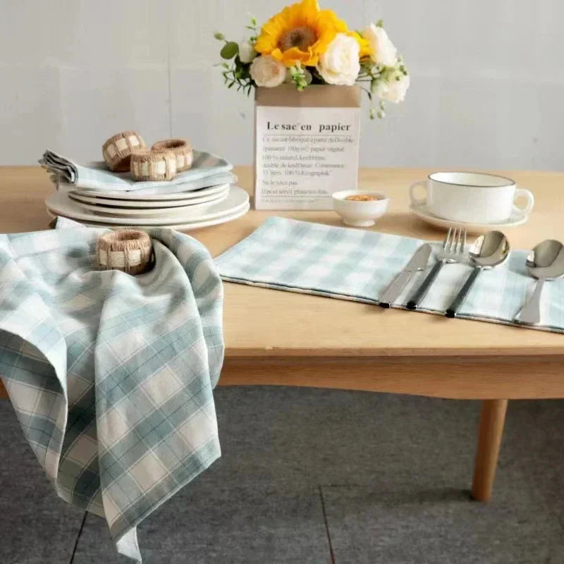 2PCS Plaid Cloth Napkin Square Napkin Western Napkin Nordic Style