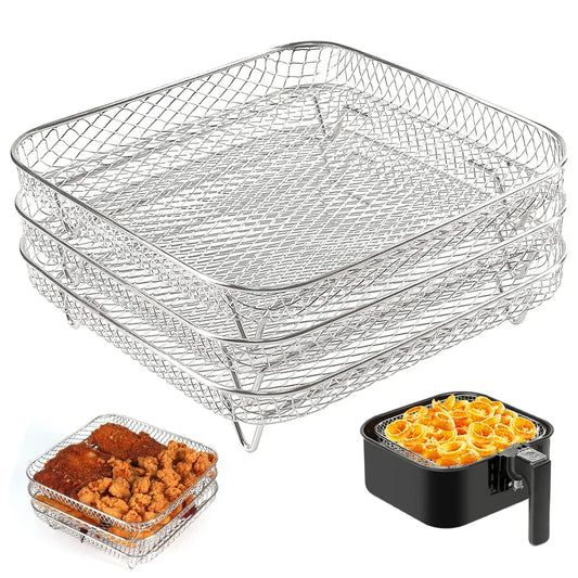 3-Tier Stainless Steel Air Fryer Rack Universal Stackable Accessory