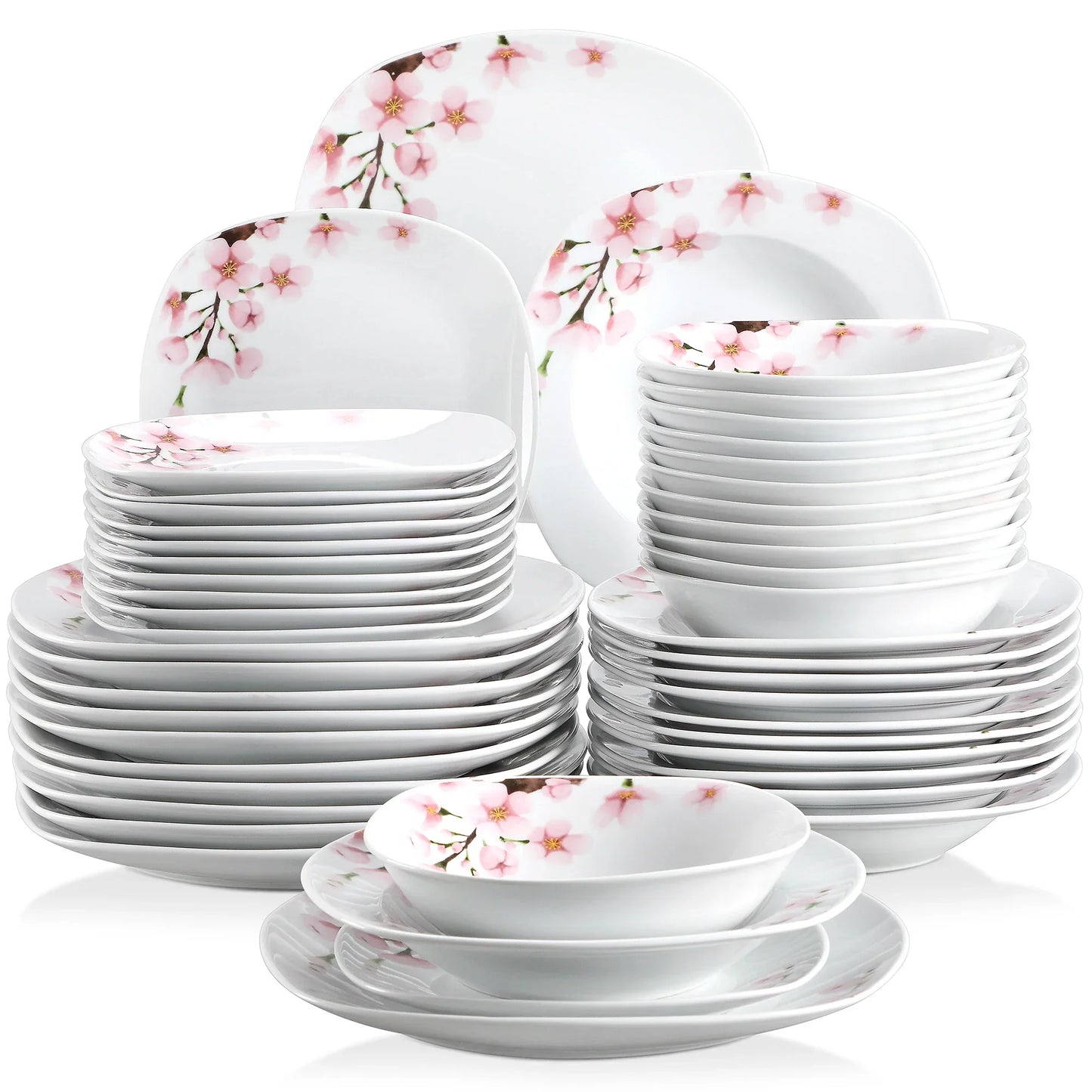 30/60pcs Porcelain Ceramic Tableware Set Elegant Dinnerware for 12 People