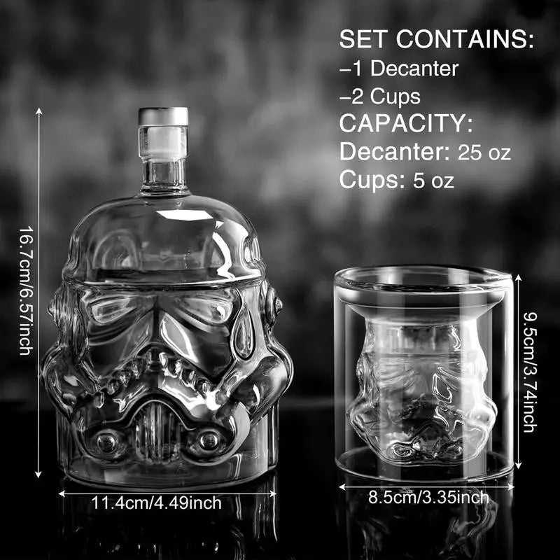 3pcs Creative Whiskey Decanter with 2 Counts Glasses Bar Utensil