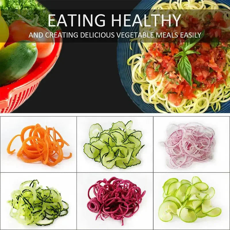 4-IN-1 Rotating Blade Veggie Spiralizer Noodle Maker with Suction Cup