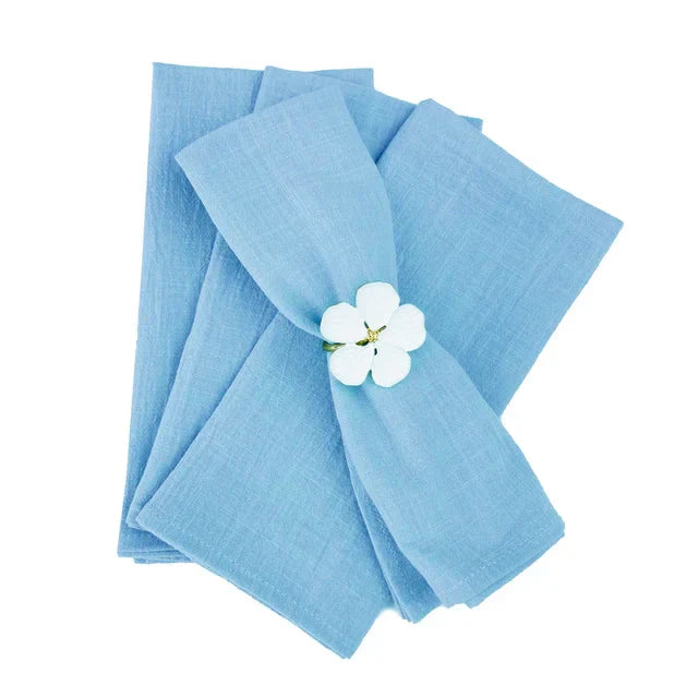 4pcs Cotton Napkin Blue Reusable Décor Retro Napkins