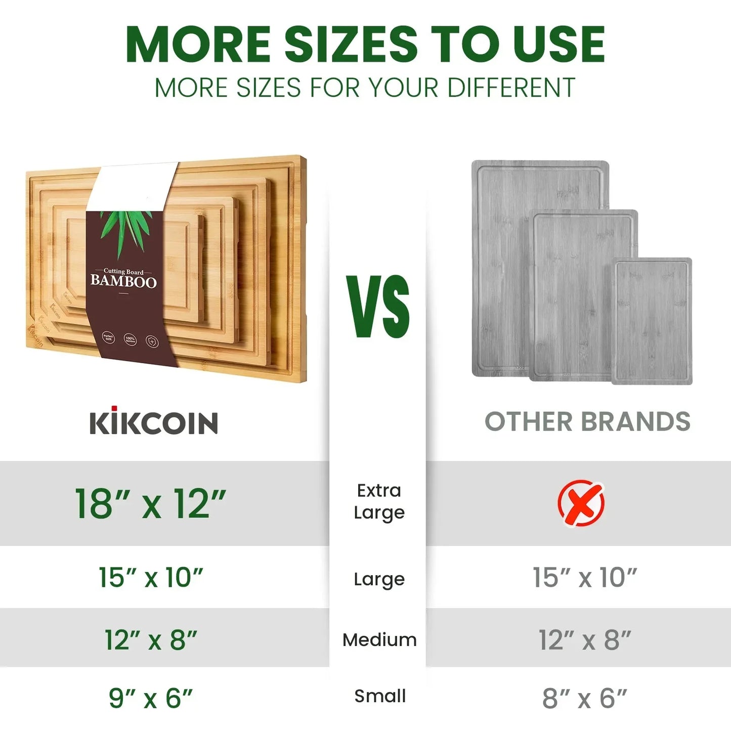 4pcs Kitchen Bamboo Cutting Board Set with Inner Handle Design