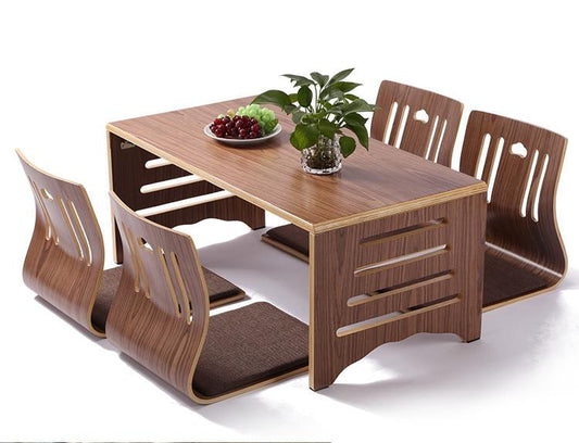 5 Pcs Set Modern Low Floor Legs Wooden Table Stylish Furniture