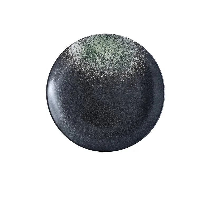 6/8/10" Ceramic Flat Dish Retro Japanese Style Steak Plate Pasta Tray