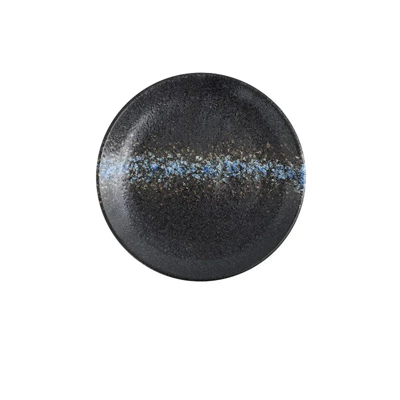 6/8/10" Ceramic Flat Dish Retro Japanese Style Steak Plate Pasta Tray