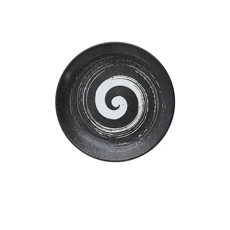 6/8/10" Ceramic Flat Dish Retro Japanese Style Steak Plate Pasta Tray