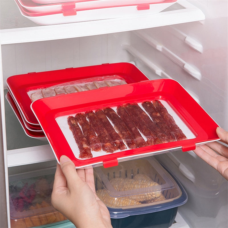 6pcs Creative Vacuum Food Preservation Tray Plate Storage Organizer
