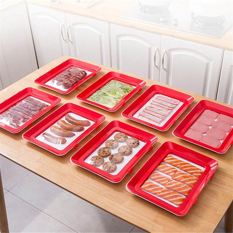 6pcs Creative Vacuum Food Preservation Tray Plate Storage Organizer