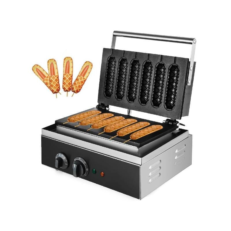 6pcs Electric Waffle Sausage Maker Non-Stick Commercial Appliance