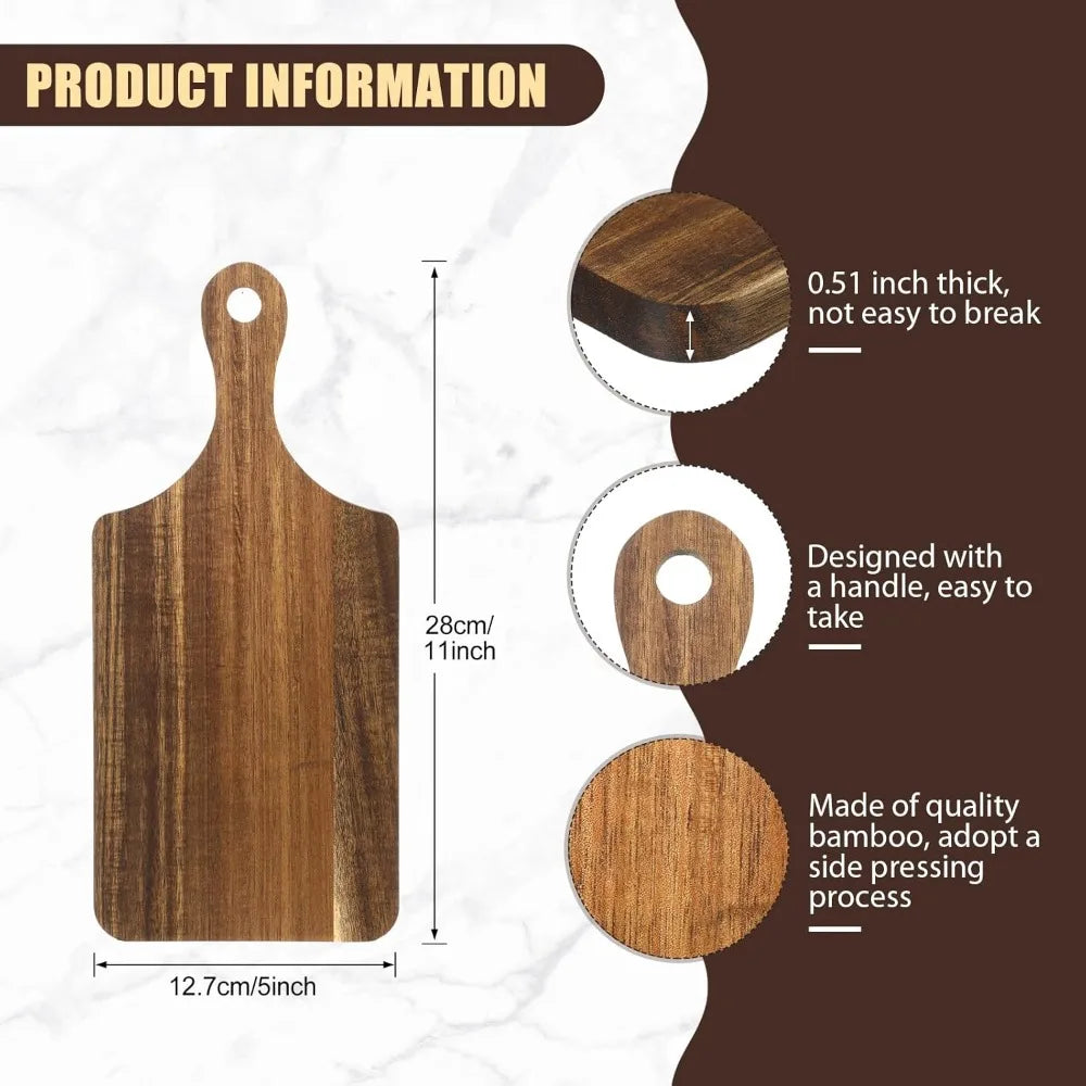 6pcs Wooden Cutting Board Kitchen Thicken Chopping Platter with Handle