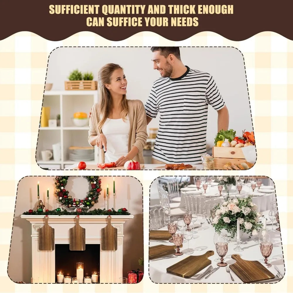 6pcs Wooden Cutting Board Kitchen Thicken Chopping Platter with Handle