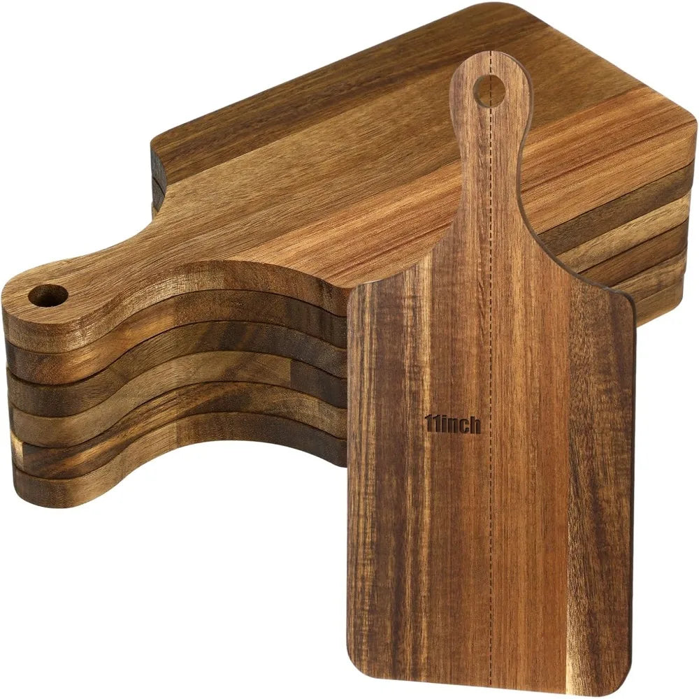 6pcs Wooden Cutting Board Kitchen Thicken Chopping Platter with Handle