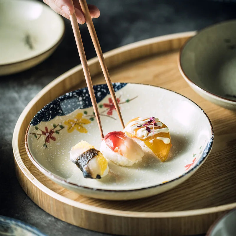 7" and 8" Underglaze Ceramic Round Plate Household Kitchen Tools