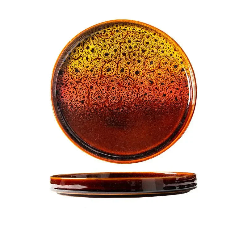 7.5" Ceramic Dumpling Dish Plate Round Tray Dinner Tableware Plate