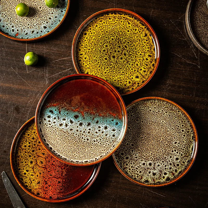 7.5" Ceramic Dumpling Dish Plate Round Tray Dinner Tableware Plate