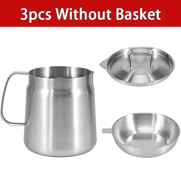 Stainless Steel Oil Filter Pot Oil Storage Pot Grease Keeper with Lid