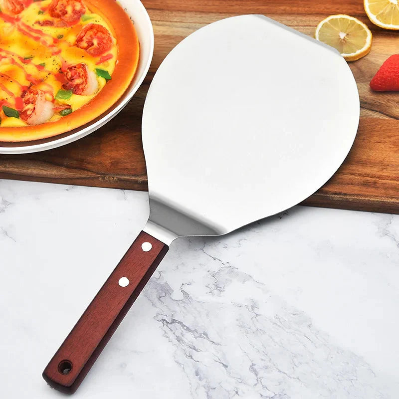 Stainless Steel Pizza Shovels with Wood Handle Round Pizza Shovel