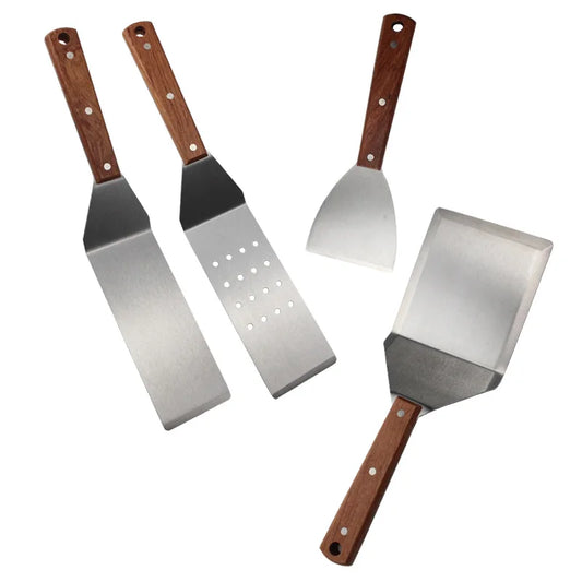 Stainless Steel Spatula Scraper with Wooden Handle Grill Flipper