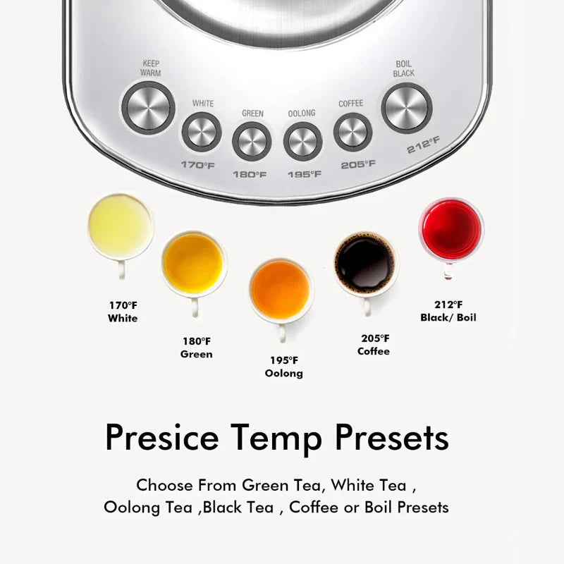 Temperature Control Electric Tea Kettle Stainless Steel Water Boiler