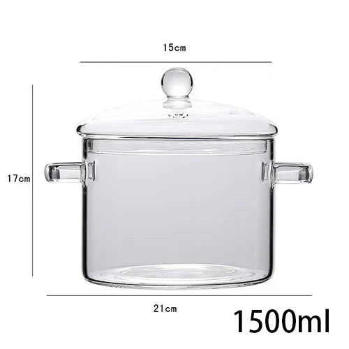 Transparent Glass Soup Pot Household Kitchen Cooking Saucepan Cookware