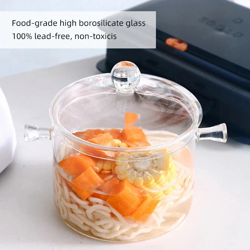 Transparent Glass Soup Pot Household Kitchen Cooking Saucepan Cookware