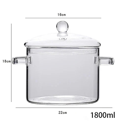 Transparent Glass Soup Pot Household Kitchen Cooking Saucepan Cookware