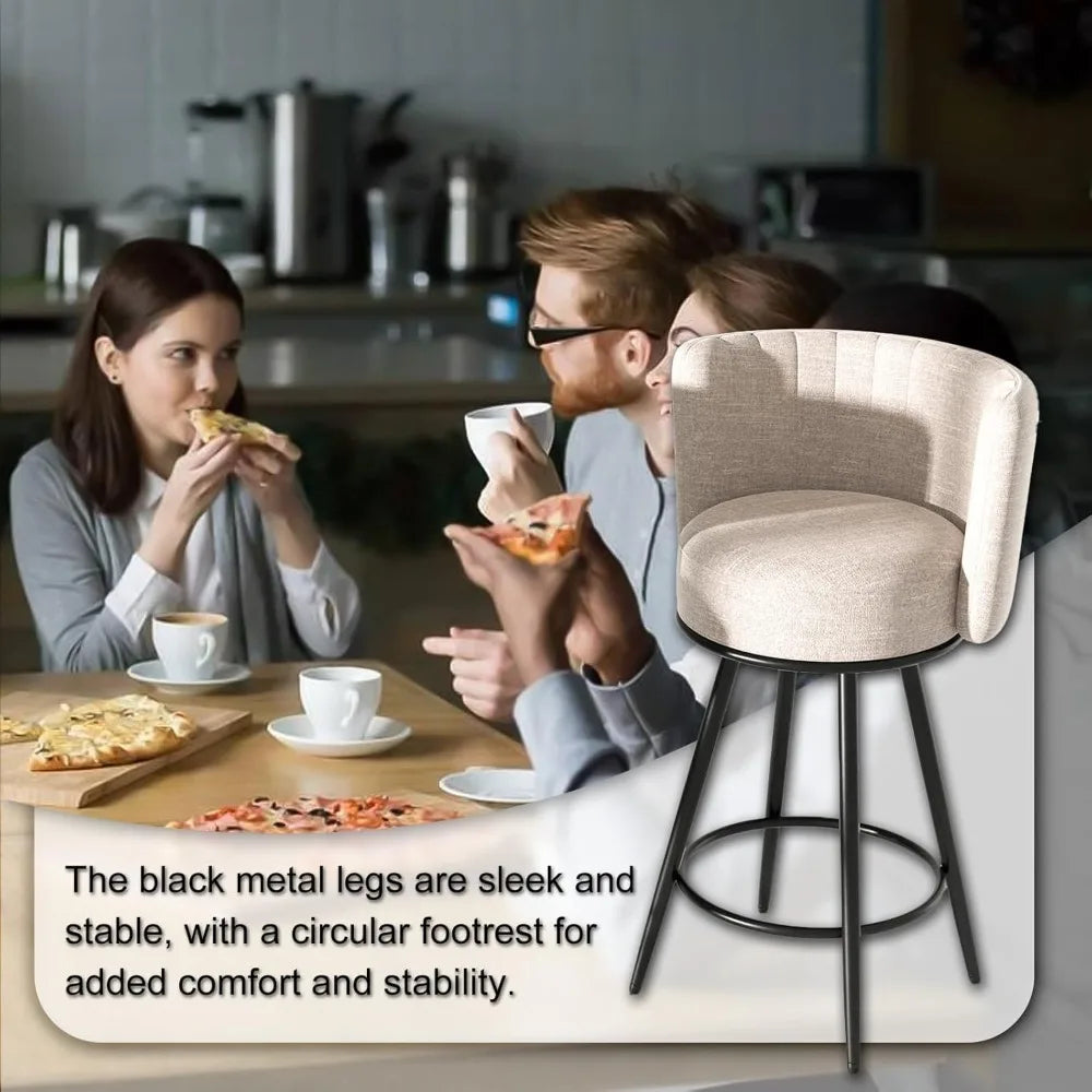 Tufted Modern Counter Height Bar stools Upholstered Back and Metal Legs