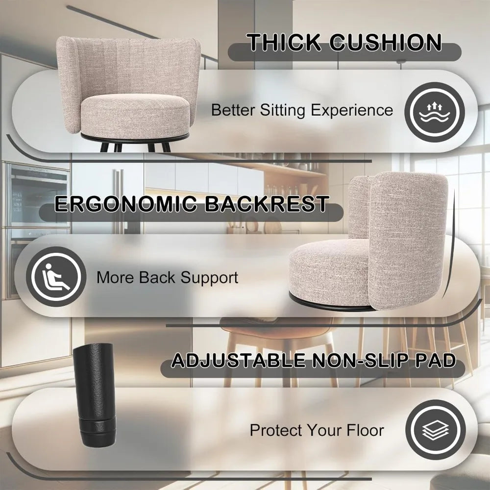 Tufted Modern Counter Height Bar stools Upholstered Back and Metal Legs