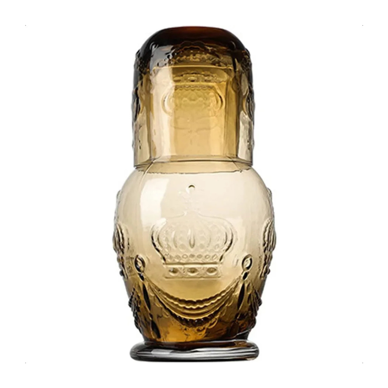 Tumbler Glass Pitcher And Cup Retro Crown Relief Glass Water Carafe