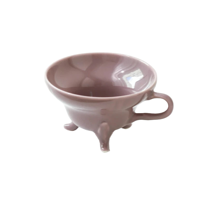 Vintage Solid Color Ceramic Coffee Cup Creative Italian Tripod Mug