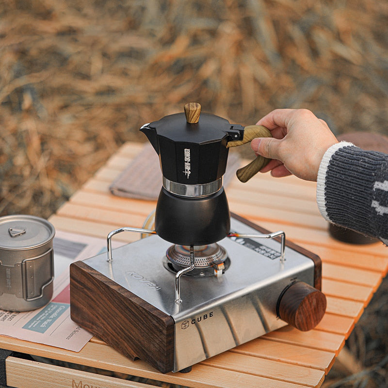 Vintage Wooden Handle Espresso Maker Moka Pot Brewing Tools