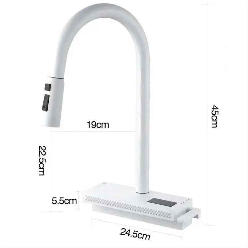 Waterfall Kitchen Faucet Temperature Display Pull Out Sink Tap