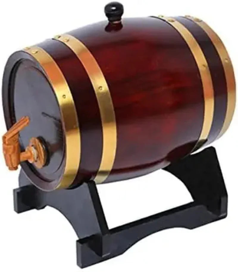 Whiskey Barrel Dispenser Oak Aging Barrel Decanter for Liquors